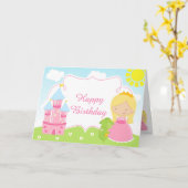 Blond haar prinses en draak kaart (Gele Bloem)