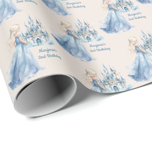 Blond Haar Prinses en Kasteel Cadeaupapier (Rol Hoek)