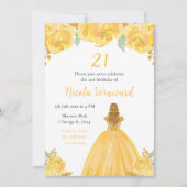 Blond haar Prinses Goud Bloemen Verjaardagsfeest Kaart (Voorkant)