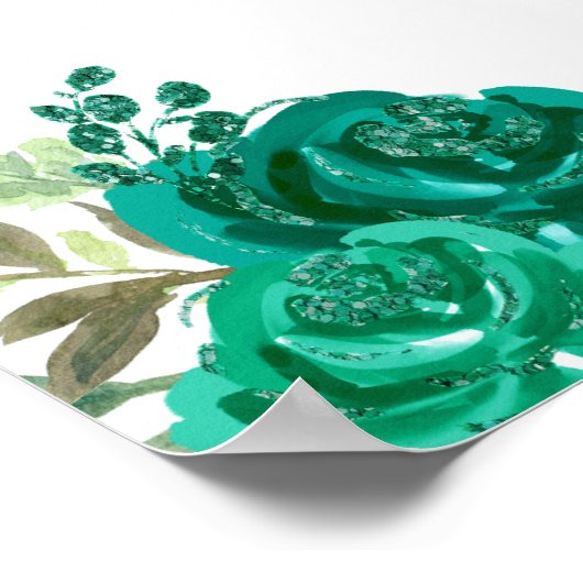 Blond Haar Prinses Groen Bloemen Verjaardag Welkom Poster (Hoek)