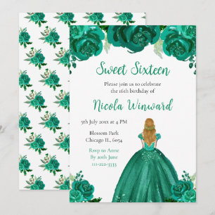 Blond Haar Prinses Groen Bloemen Zoet Zestien Kaart