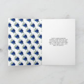 Blond Haar Prinses Navy Floral Quinceanera Kaart (Binnen)