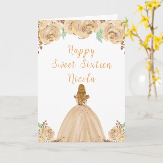 Blond Haar Prinses Perzik Bloem Zoet Zestien Kaart (Gele Bloem)