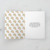 Blond Haar Prinses Perzik Floral Quinceanera Kaart (Binnen)