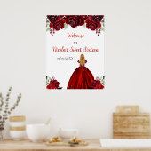 Blond Haar Prinses Rood Sweet Sixteen Welkom Poster (Keuken)