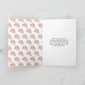 Blond Haar Prinses Roze Bloemen Quinceanera Kaart (Binnen)