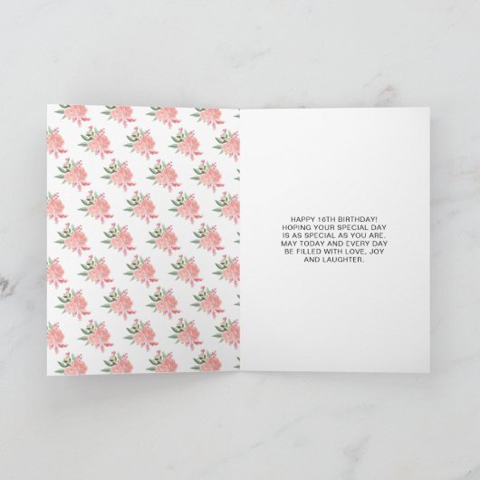 Blond Haar Prinses Roze Bloemen Zoet Zestien Kaart (Binnen)