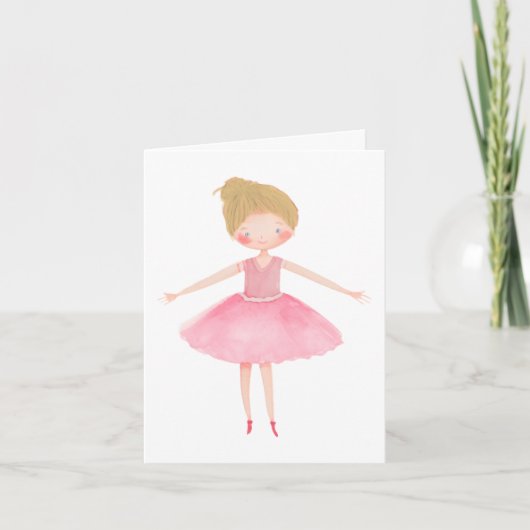 Blond Haar Roze Tutu Ballerina Blank Bedankkaart (Voorkant)