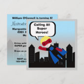 Blond Hair Boy Super Hero Birthday Uitnodiging (Voorkant / Achterkant)