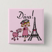 Blond Hair Diva Vierkante Button 5,1 Cm (Voorkant)
