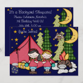 Blond hair Girl Backyard Sleepover 5x7 Uitnodiging (Voorkant / Achterkant)
