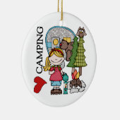 Blond hair Girl I Love Camping Keramisch Ornament (Rechts)