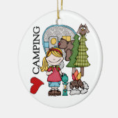 Blond hair Girl I Love Camping Keramisch Ornament (Links)
