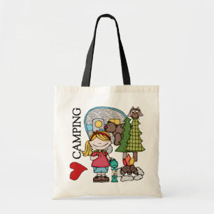 Blond hair Girl I Love Camping Tote Bag