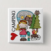 Blond hair Girl I Love Camping Vierkante Button 5,1 Cm (Voorkant)