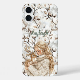 Blond Hair Girl with Deer iPhone 16 Plus Hoesje