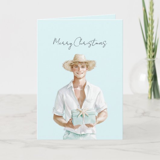 Blond Hair Man Christmas   Kaart (Voorkant)