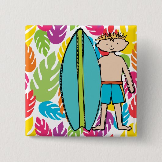 Blond Hair Surfer Boy Button (Voorkant)
