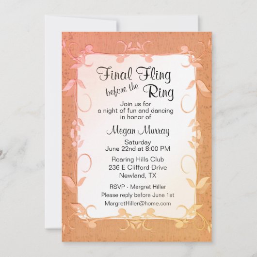 Blond Haire Bachelorette Party - Uitnodiging (Achterkant)