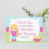 Blond Haired Girl Sleepover Slumber Party Verjaard Bedankkaart (Staand voorkant)