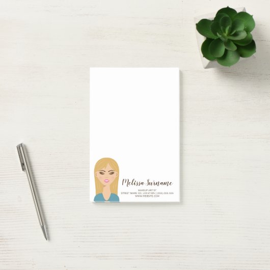 Blond Harig Meisje Met Make-up Aangepaste Visagist Post-it® Notes (Kantoor)
