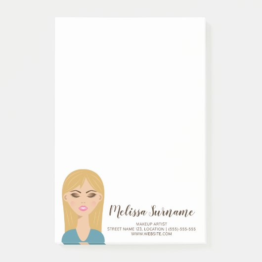 Blond Harig Meisje Met Make-up Aangepaste Visagist Post-it® Notes (Voorkant)