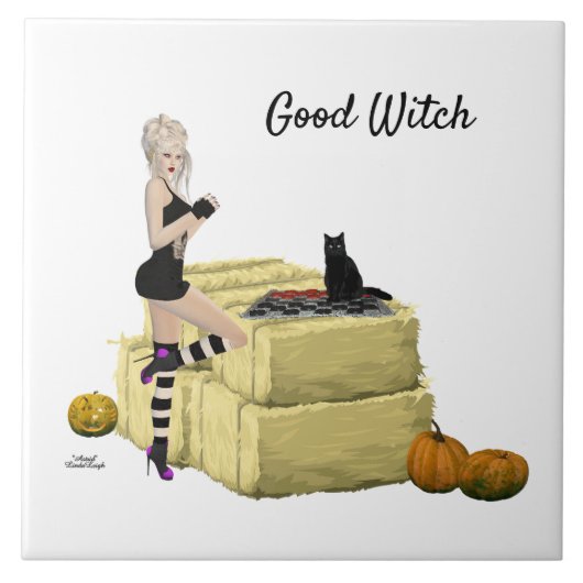 Blond Heks Pin Up Meisje Keramische Tegel Tegeltje (Voorkant)