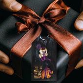 Blond Heks Pompoen Paarse Cadeaulabel