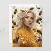 Blond Honey Bee Woman Briefkaart (Voorkant / Achterkant)
