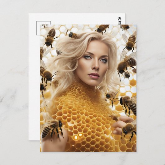 Blond Honey Bee Woman Briefkaart (Voorkant / Achterkant)