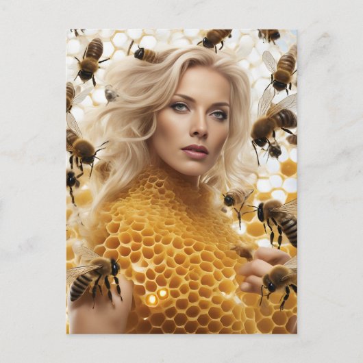 Blond Honey Bee Woman Briefkaart (Voorkant)