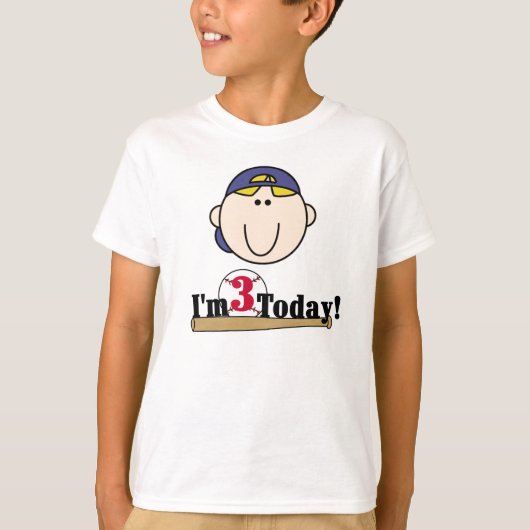 Blond honkbal 3e verjaardag t-shirt (Voorkant)