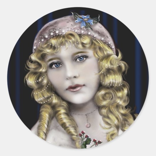 blond hoofd Victoriaans meisje Ronde Sticker (Voorkant)
