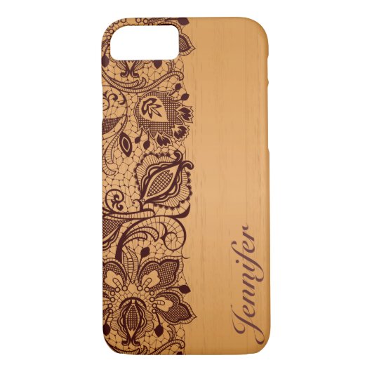 Blond Hout &  Bruin Kant Monogram Case-Mate iPhone Case (Achterkant)