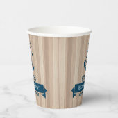 Blond Hout Textuur Navy-Blue Nautische Boot Anker Papieren Bekers (Rechts)