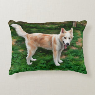 Blond Husky Girl Accent Kussen