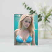 Blond in een Bikini-Briefkaart voor onderwater fot Briefkaart (Staand voorkant)