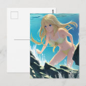Blond in een Bikini Underwater Photo Anime Briefkaart (Voorkant / Achterkant)