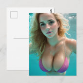 Blond in een Bikini Underwater Selfie Briefkaart (Voorkant / Achterkant)