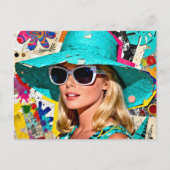 Blond in een blauwe hoed briefkaart (Voorkant)