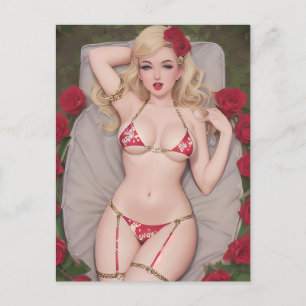 Blond in een Briefkaart van Red Bikini
