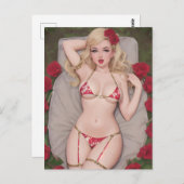 Blond in een Briefkaart van Red Bikini (Voorkant / Achterkant)