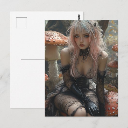 Blond in het Mushroom Forest Briefkaart (Voorkant / Achterkant)