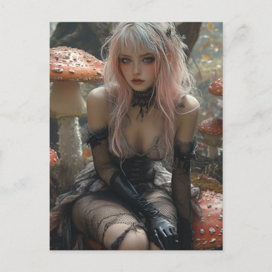 Blond in het Mushroom Forest Briefkaart (Voorkant)
