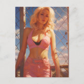 Blond in Roze Briefkaart (Voorkant)