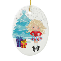 Blond Irish Dancer Winter Kerstfeestdag