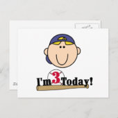 Blond Jongen Honkbal 3e Verjaardag Briefkaart (Voorkant / Achterkant)