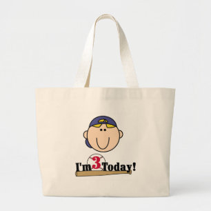 Blond Jongen Honkbal 3e Verjaardag Grote Tote Bag
