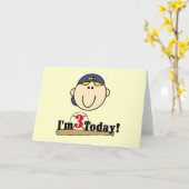 Blond Jongen Honkbal 3e Verjaardag Kaart (Gele Bloem)