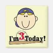 Blond Jongen Honkbal 3e Verjaardag Magneet (Voorkant)